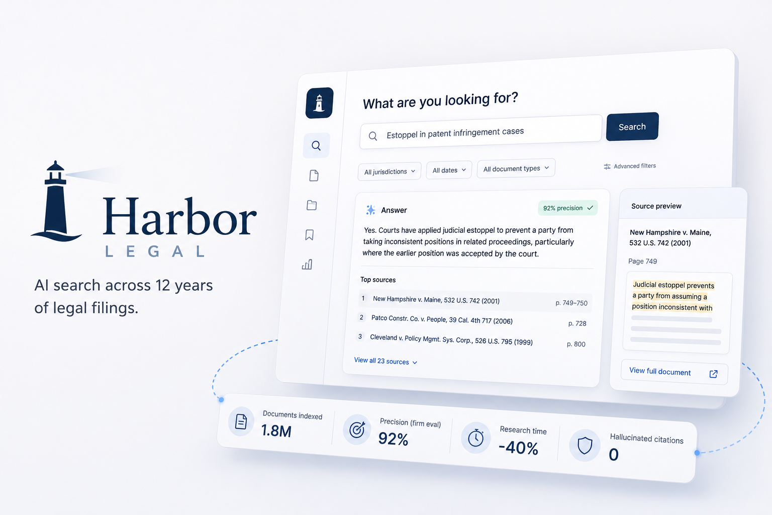Harbor · An RAG search across 12 years of legal filings case study preview
